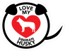 I Love My Siberian Husky Puppy Heart Circle With Tail Sticker