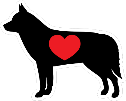 I Love My Siberian Husky Silhouette With Heart Sticker