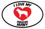I Love My Siberian Husky Text With Heart Oval Sticker