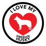 I Love My Siberian Husky With Big Heart Circle Sticker