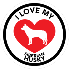 I Love My Siberian Husky With Big Heart Circle Sticker