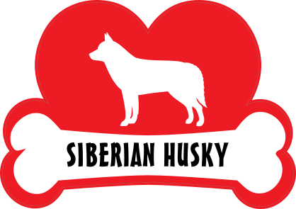 I Love My Siberian Husky With Dog Bone And Heart Sticker