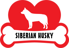 I Love My Siberian Husky With Dog Bone And Heart Sticker