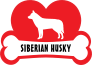 I Love My Siberian Husky With Dog Bone And Heart Sticker
