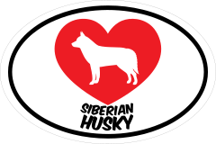 I Love My Siberian Husky With Heart Oval Sticker