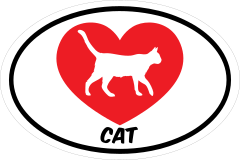 I Love My Walking Cat With Heart Oval Sticker