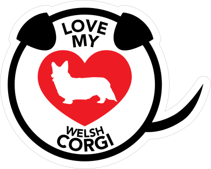 I Love My Welsh Corgi Puppy Heart Circle With Tail Sticker