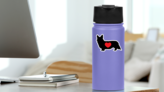 I Love My Welsh Corgi Silhouette With Heart Sticker on a Water Bottle (New) example
