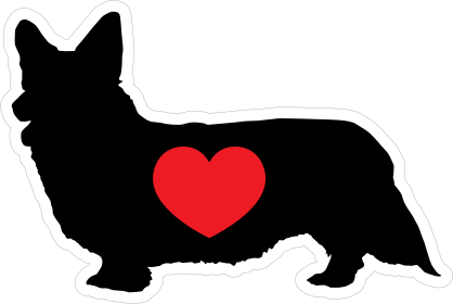 I Love My Welsh Corgi Silhouette With Heart Sticker