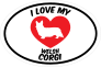 I Love My Welsh Corgi Text With Heart Oval Sticker