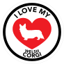 I Love My Welsh Corgi With Big Heart Circle Sticker