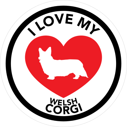 I Love My Welsh Corgi With Big Heart Circle Sticker