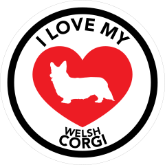 I Love My Welsh Corgi With Big Heart Circle Sticker