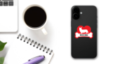 I Love My Welsh Corgi With Dog Bone And Heart Sticker on a Phone (New) example