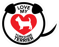 I Love My Yorkshire Terrier Puppy Heart Circle With Tail Sticke