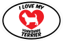 I Love My Yorkshire Terrier Text With Heart Oval Sticker