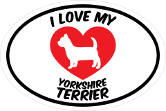 I Love My Yorkshire Terrier Text With Heart Oval Sticker