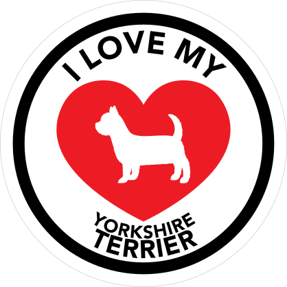 I Love My Yorkshire Terrier With Big Heart Circle Sticker
