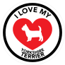 I Love My Yorkshire Terrier With Big Heart Circle Sticker