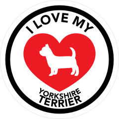 I Love My Yorkshire Terrier With Big Heart Circle Sticker