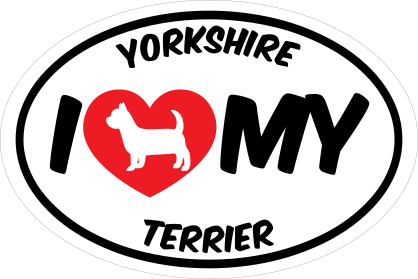 I Love My Yorkshire Terrier With Big Text Oval Sticker