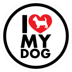 I Love My Yorkshire Terrier With Heart Circle Sticker