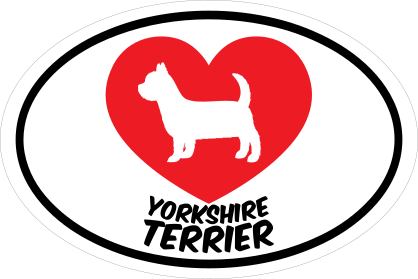 I Love My Yorkshire Terrier With Heart Oval Sticker