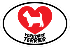 I Love My Yorkshire Terrier With Heart Oval Sticker