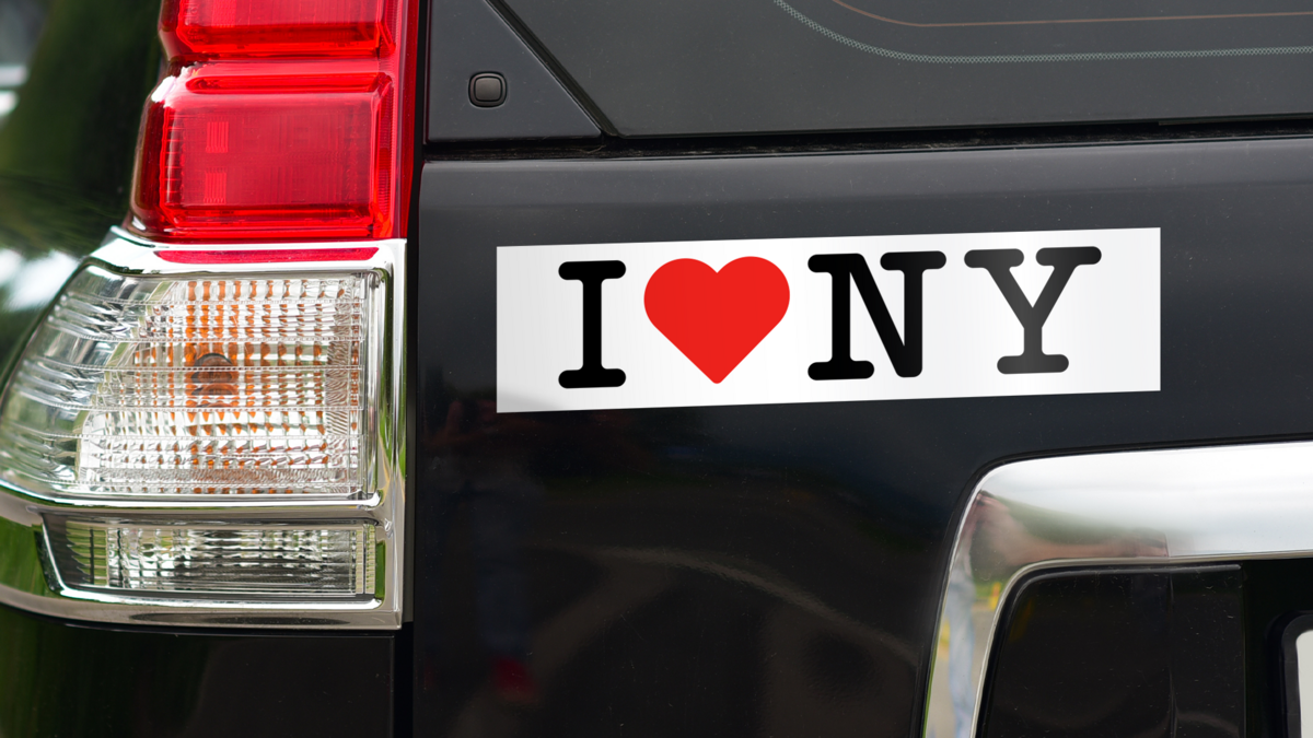 I Love NY Custom Bumper Sticker on Car
