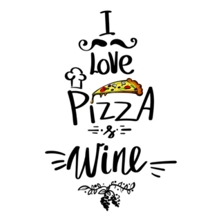 I Love Pizza And Wine Cute Lettering Sticker