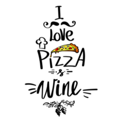 I Love Pizza And Wine Cute Lettering Sticker