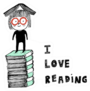 I Love Reading A Girl On Top Of A Pile Of Books Sticker