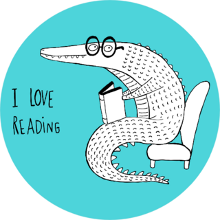 I Love Reading, Crocodile Reading A Book Sticker