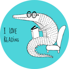I Love Reading, Crocodile Reading A Book Sticker