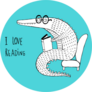 I Love Reading, Crocodile Reading A Book Sticker