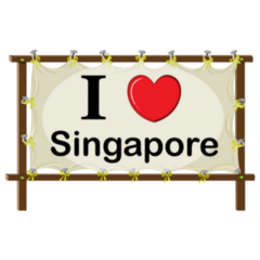 I Love Singapore Sign Sticker