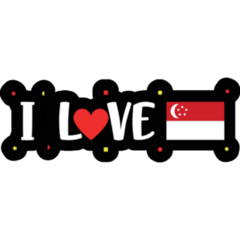 I Love Singapore Typography Heart Sticker