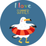 I Love Summer Seagull Sticker