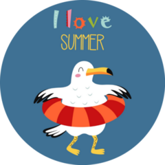 I Love Summer Seagull Sticker