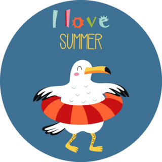 I Love Summer Seagull Sticker