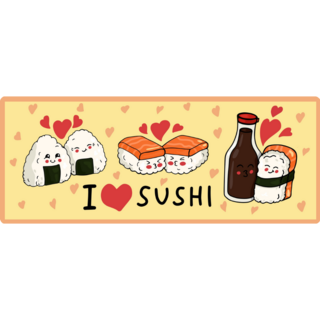 I Love Sushi Banner Sticker