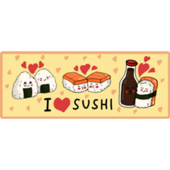 I Love Sushi Banner Sticker