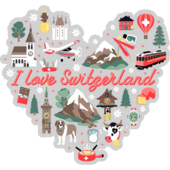I Love Switzerland Heart Sticker