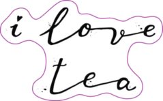 I Love Tea Black Ink Handwritten Lettering Sticker