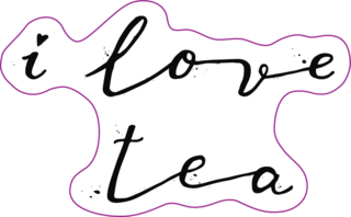 I Love Tea Black Ink Handwritten Lettering Sticker