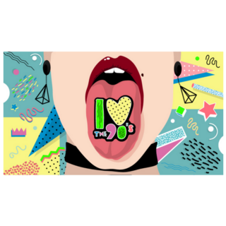 I Love The 90s Lettering On Tongue Sticker