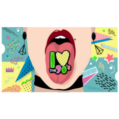 I Love The 90s Lettering On Tongue Sticker