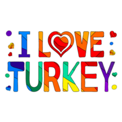 I Love Turkey Cute Multi Colored Lettering Sticker