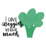 I Love Veggies Veggie Much Vegan Broccoli Sticker