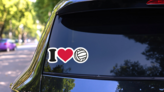 I Love Water Polo Ball Sticker on a Rear Car Window (New) example